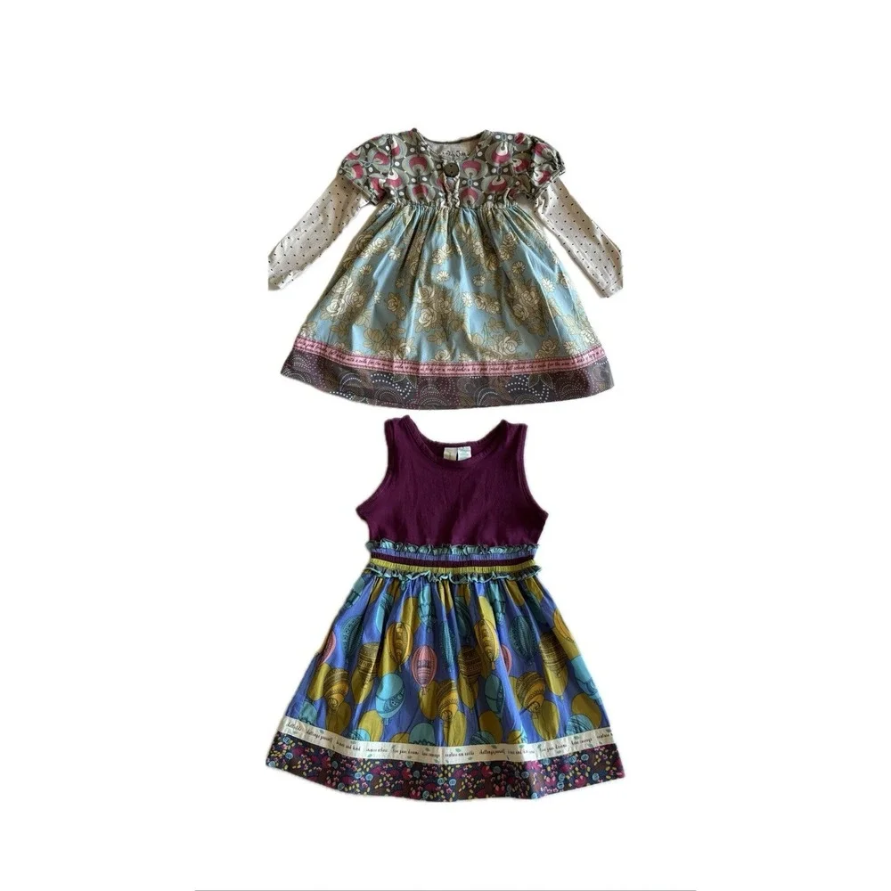 Matilda Jane Gypsy Blue Maggie Stew & Paint By Numbers Plum Dress‎ Sz 4 Set Of 2